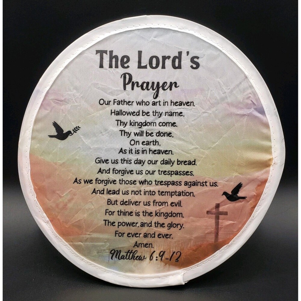 The Lord's prayer Matthew Nine - Thirteen White Foldedable Hand Fan ~ Our Father